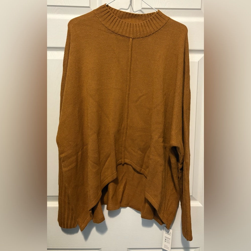 Cupshe Women's Cowl Neck Sweater in Warm Brown